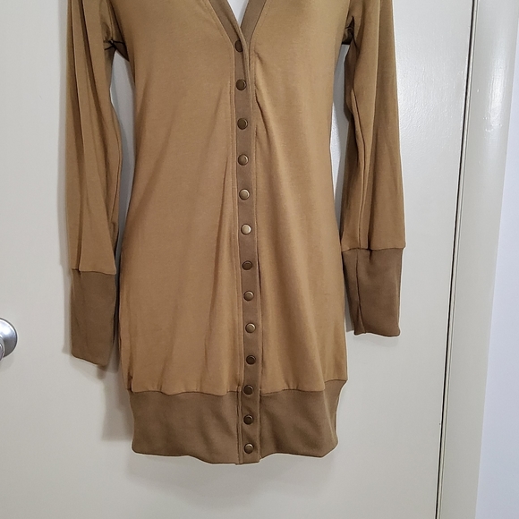 Women's Long Sleeve Snap Button Down Solid Color Knit Ribbed Neckline Cardigans - Picture 10 of 11